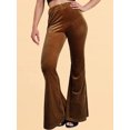 thumbnail image 4 of Honganda Women’s Velvet Flare Pants Solid Color Slim Fit Bell-Bottom Trousers Bootcut Pants, 4 of 8