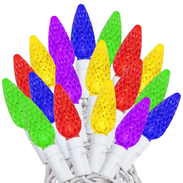 Novelty Lights 24FT 70 LED C6 Outdoor Rainbow Christmas String Lights
