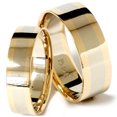 thumbnail image 1 of 8/6mm Plain 14K Two Tone Wedding Band Set, 1 of 1