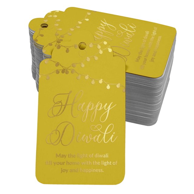 Inkdotpot Gold Foil Paper Hang Tags Happy Diwali Favor Tags 100 Pack