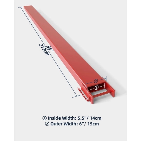 TROPOW 84-Inch Forklift Extensions – 4.5" Wide, Heavy-Duty Alloy Steel – 5,500 lbs Capacity – 1 Pair – Red