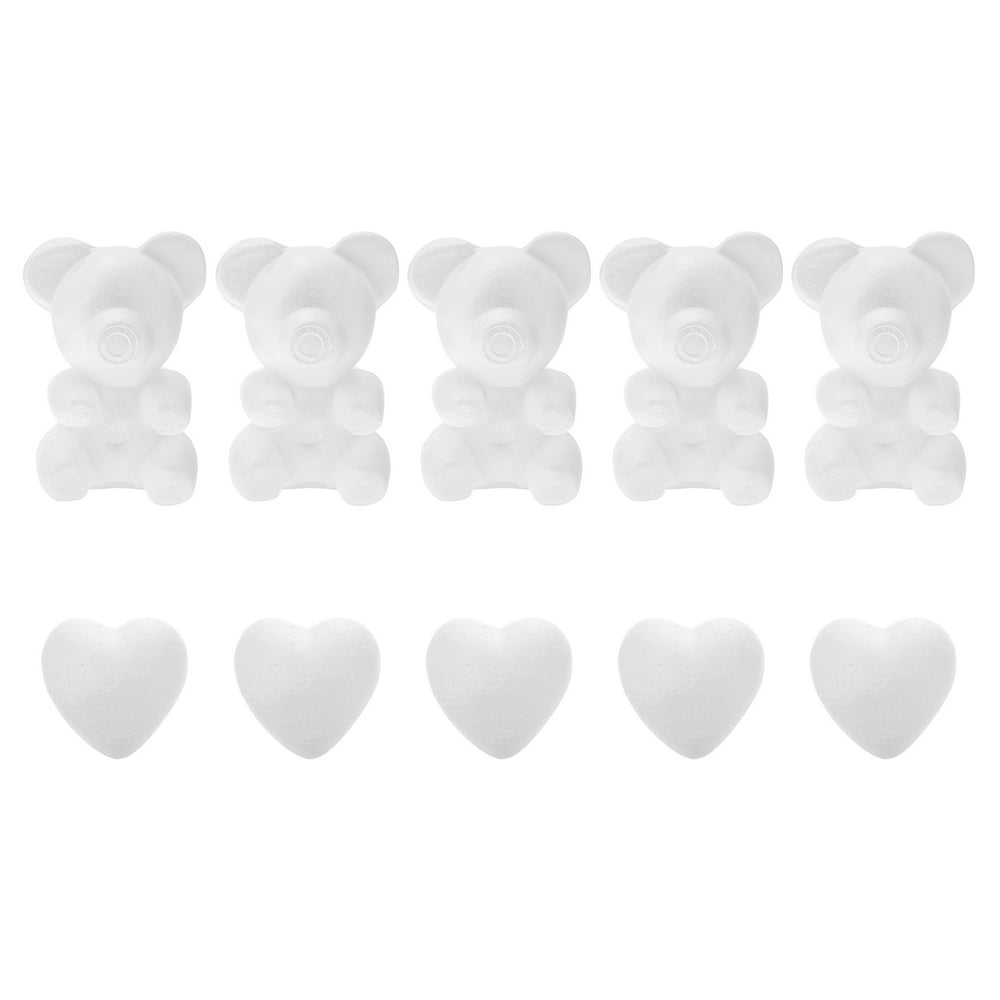 CUITING 10pcs Styrofoam Bear Shape Foam Heart DIY Craft Mold for Wedding Party Decor