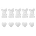 thumbnail image 1 of CUITING 10pcs Styrofoam Bear Shape Foam Heart DIY Craft Mold for Wedding Party Decor, 1 of 5