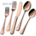 thumbnail image 1 of Rose Gold Silverware Set, 20 Piece Stainless Steel Flatware Cutlery Set for 4, Mirror Finish, Dishwasher Safe, 1 of 8