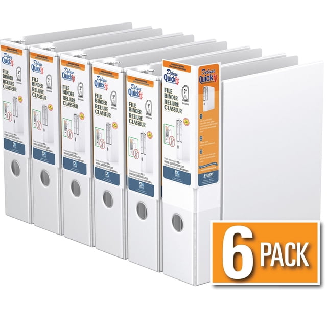 Reliure QuickFit robuste, 3 po, anneaux en D, paquet de 6