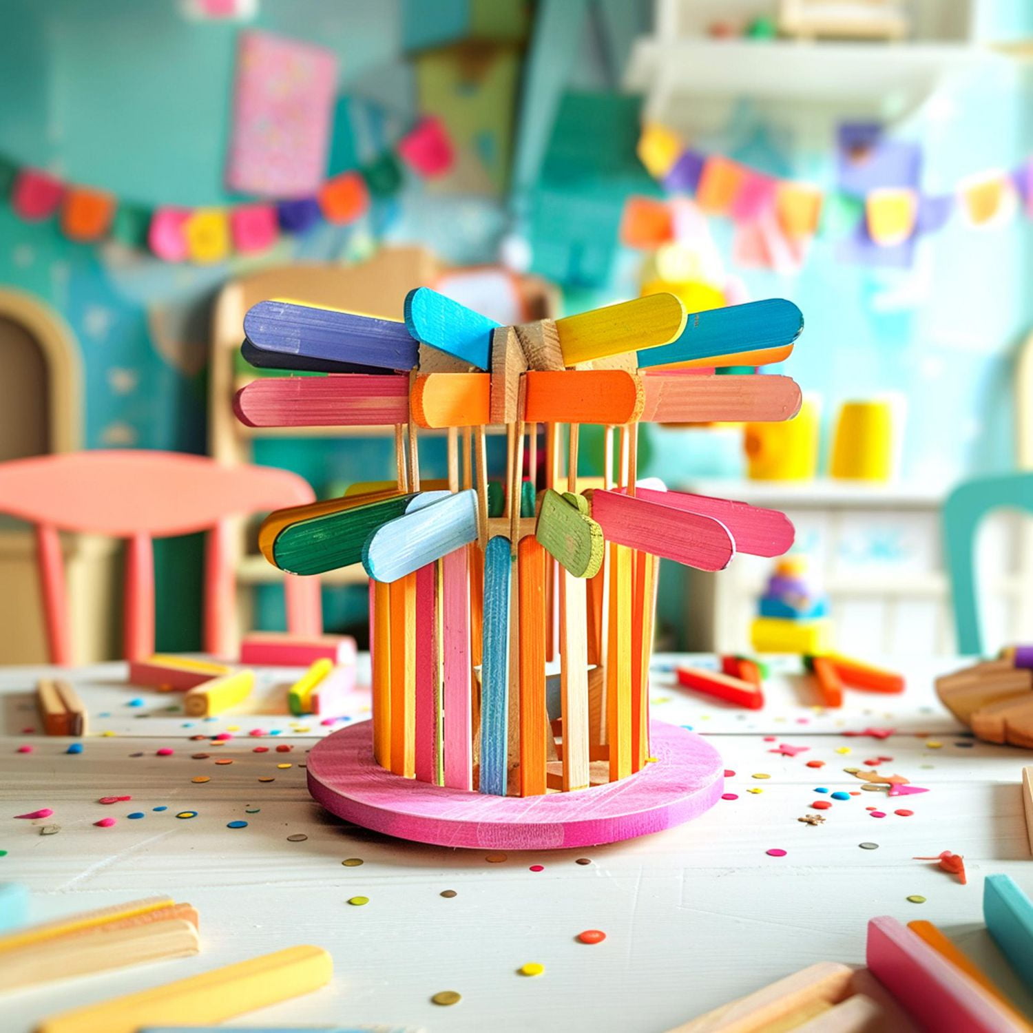 TINY HANDS Wooden Craft Sticks, Jumbo Pack, 300 pcs, 15 cm (5.9 in) × 1.8 cm (0.7 in) each, Age 3+, Kids