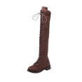 thumbnail image 1 of XZNGL Womens Winter Solid Color Warm Suede Side Zipper Lace Up Knee Flat Rider Boots, 1 of 9