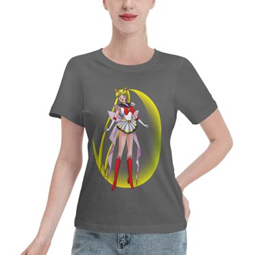 Women's Basic Short Sleeve T-Shirt Sailor Moon Tsuki Hare 04