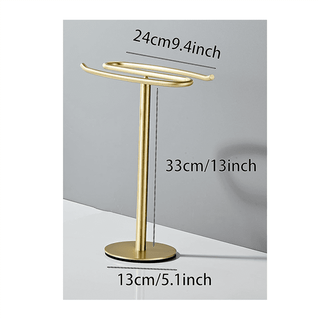 Support de Serviette à Main Doré, Porte-Serviettes Autoportant, Barre de Serviette en Acier Inoxydable, Support Tour pour Salle de Bain et Coiffeuse