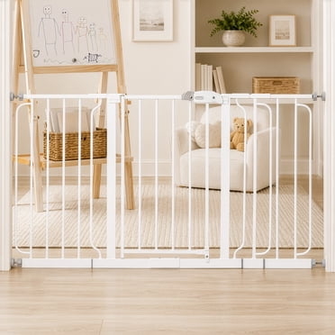 Regalo 56 inch Extra WideSpan Metal Walk Through Baby Safety Gate, White