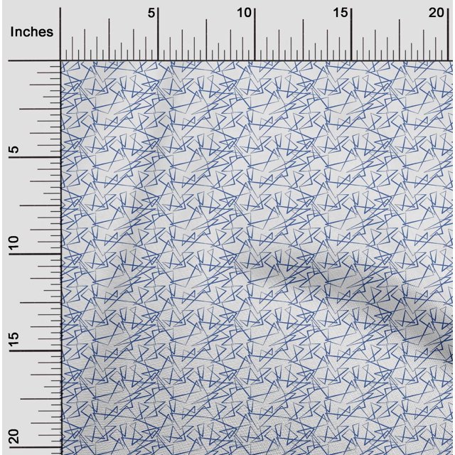 oneOone Polyester Lycra Medium Blue Fabric Triangle Shape Geometric Craft Projects Decor Fabric Printed By The Yard 56 Inch Wide