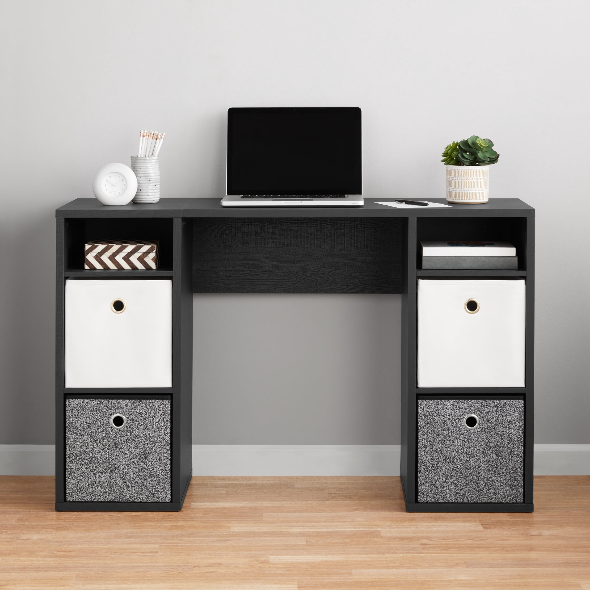 Mainstays bureau d'ordinateur avec 4 cubes de rangement, noir