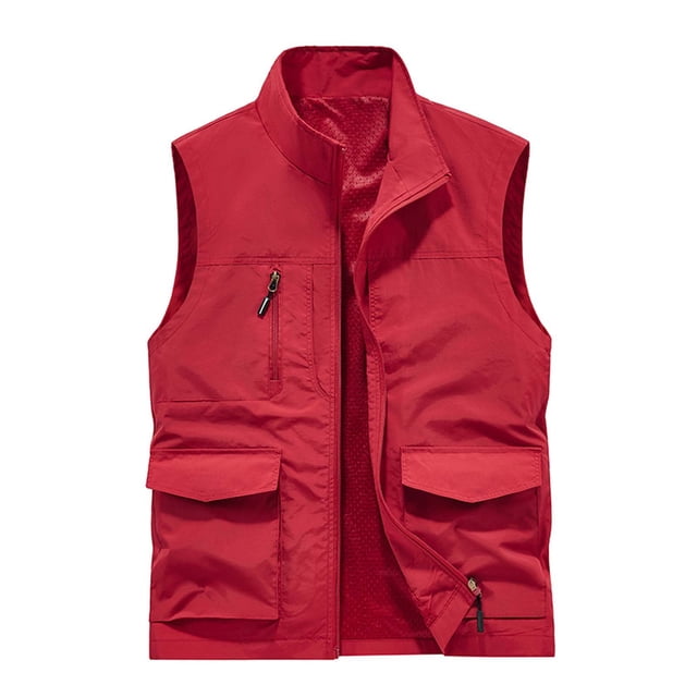 Birdeem Mens Work Clothes Jacket Solid Color Stand Collar Multiple Pockets Outdoor Sports Photography Leisure Coat