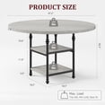 thumbnail image 3 of Eastvita 47.2-Inch Round Dining Table for 4 Roman Column Dining Table with 1.2-Inch Board/Storage Space - Grey Storage Metal Kitchen Table for Kitchen/Dining Room/Living Room, 3 of 4