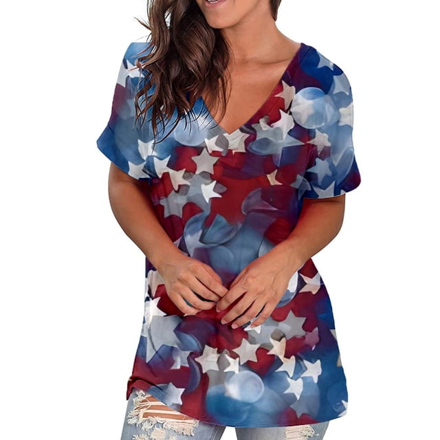 Birdeem Women Crewneck Print Tees Short Sleeve T Shirt Blouse Loose Tops