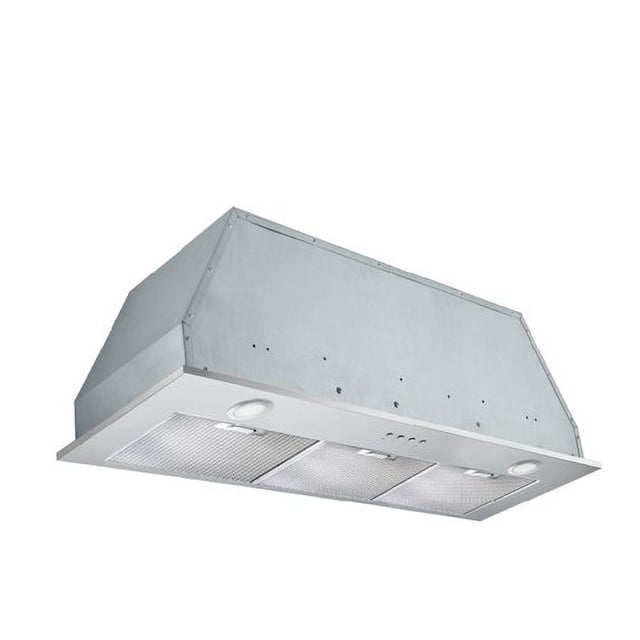 Ancona AN-1309 Inserta Elite Hotte Intégrée, 36 Pouces, Dotée d'Une construction en Acier Inoxydable de Qualité Commerciale 430 avec un design Élégant Intégré. Équipée d'Une ventilation de Cuisine 630 CFM, de Commandes Électroniques à 3 Vitesses, et d'Une Fonction d'Arrêt Automatique Différé pour une ventilation de Cuisine Efficace et Silencieuse. Comprend Deux Lumières DEL de 2,5 W pour un Éclairage Éclatant et Écoresponsable et des Filtres en Panneau d'Acier Inoxydable avec un Noyau en Treillis
