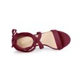 thumbnail image 4 of BLISSFUL STEP Women's Sandals Solid Color Mid Block Heels Lace up Sandals Burgundy 9, 4 of 7