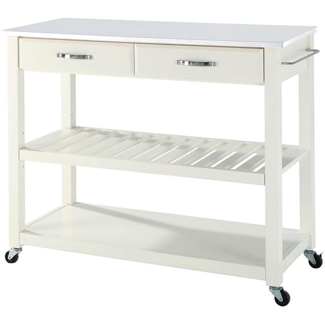 Crosley Furniture Engineered Wood/Granite Top Kitchen Cart in White