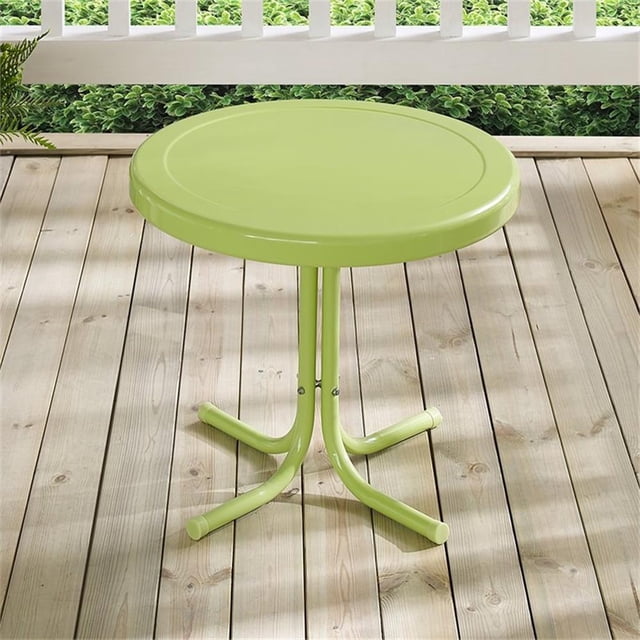 Pemberly Row Contemporary Metal Patio End Table in Key Lime Gloss