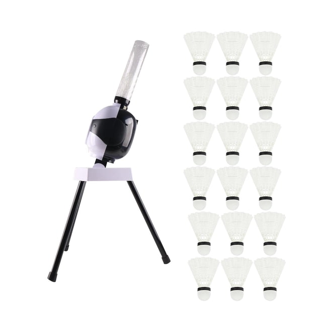 Almencla Automatic Badminton Serve Machine Badminton Ball Tosser Trainer Device Badminton with 18 Badmintons