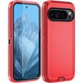 thumbnail image 3 of KOMI for Google Pixel 8A Case, with HD Tempered Glass Screen Protector, Heavy Duty Shockproof Drop Protective Rugged Tough Durable Phone Cover with Belt Clip-Red/Black, 3 of 5