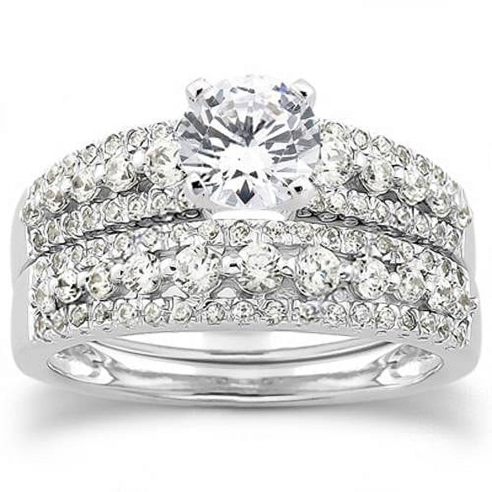 Ensemble de Bagues de Fiançailles et de Mariage en Diamant 7/8 Ct