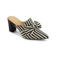 thumbnail image 1 of BLISSFUL STEP Women Stripe Bow Pointed Toe Block Heel Slides Mules Black 9, 1 of 8