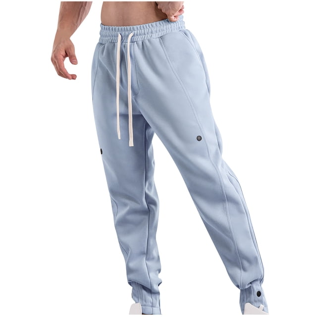 FAIWAD Mens Sweatpants Elastic High Waist Drawstring Workout Joggers Pants Button up Outdoor Trousers