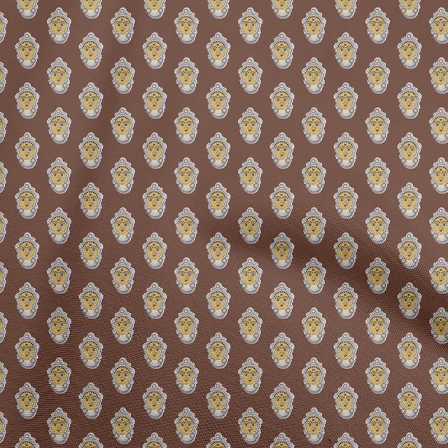 oneOone Rayon Brown Fabric Goddess Durga Face Sewing Material Print Fabric By The Yard 56 Inch Wide
