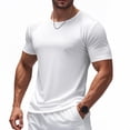 thumbnail image 4 of Viluyesy T-Shirt Actif d'Été à Séchage Rapide pour Homme, Col Ras du Cou, Muscle, Doux, Extensible, Uni, Manches Courtes, Blanc, 2TG, 4 of 9