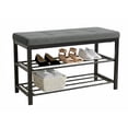 thumbnail image 1 of Nola Home 2-Tier Shor Rack Bench with Padded Seta, Entryway Shoe Organizer for 6 Pairs, Metal Frame, Compact Storage for Hallway, Closet, Mudroom, Grey, 1 of 6