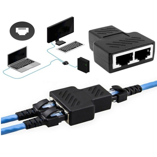 stanreset Lot de 2 Répartiteurs de Câbles Internet Portable Professionnel Double Port Connecteur Ethernet pour Ordinateur Portable Accessoires