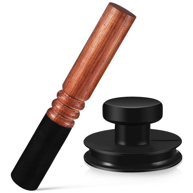 Buddha Sound Bowl Suction Singing Bowl Lifting Handle Rubber Sucker Tool with Leather Wrapped Stick