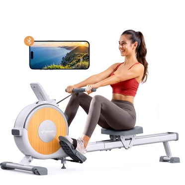 MERACH Magnetic Rowing Machine 350lbs Weight Capacity, 16 Levels of Quiet Resistance, Bluetooth Rowing Machine for Home Workout