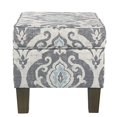 thumbnail image 4 of HomePop Pouf de Rangement Carré avec Couvercle à Charnières, Damas Gris, Ardoise Bleue, 4 of 5