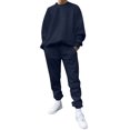 thumbnail image 1 of Kcodviy Male Casual Solid Two Suite Pants for Men Piece Suit O Neck Tuxedo 40R off Shoulder Sleeve Sweatshirt Suits for Men Drawstring Pocket Pants Set, 1 of 5