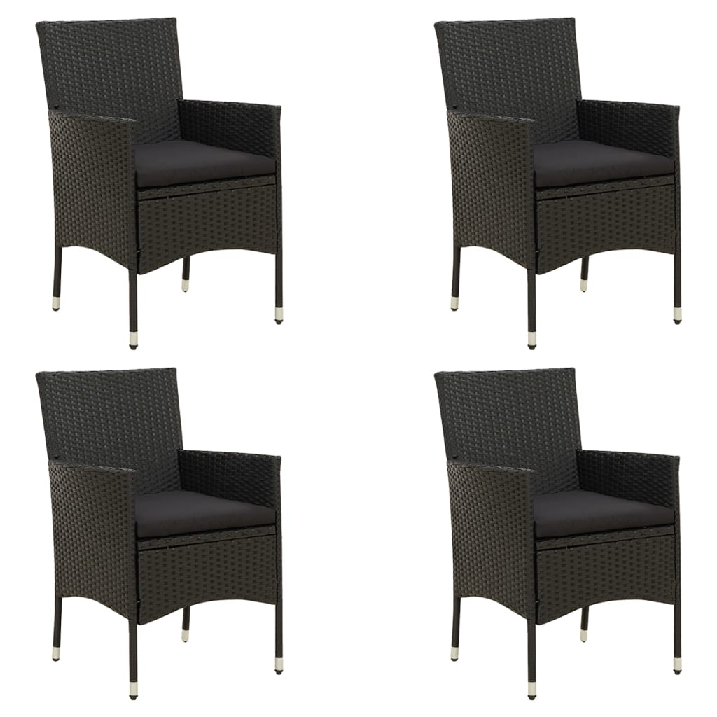 vidaXL Garden Chairs with Cushions 4 pcs Poly Rattan Black
