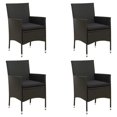 thumbnail image 1 of vidaXL Garden Chairs with Cushions 4 pcs Poly Rattan Black, 1 of 5