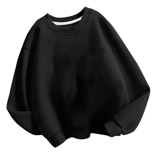 lcziwo Chandail pour Enfants à Col Rond, Chandail de Base Uni pour Enfants, Tunique Décontractée Oversize à Épaules Tombantes à Manches Longues, Mode Automne Hiver Sans Capuchon, Noir, 3 Ans