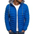 thumbnail image 1 of ITFABS Men Winter Down Jacket, Solid Color Hooded Long Sleeve Zip-Up Outer, 1 of 4