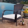 thumbnail image 4 of Gymax Wicker Rattan Patio Porch Deck Adirondack Chair Seat Cushion Mix Brown Outdoor, 4 of 10