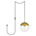 thumbnail image 1 of Living District LDPG6037BR Eclipse 1 Light Brass Plug-In Pendant with Clear Glass, 1 of 4
