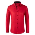 thumbnail image 1 of RXIRUCGD Mens Fashion Casual Solid Tops Turndown Collar Buttons Cardigan Shirts, Red, Size: L, 1 of 3