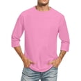 thumbnail image 1 of Hiiyo T-Shirt pour Homme Grande Taille Confortable Uni à Manches 3/4, Rose, 1 of 6