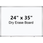 24 x 35 Inches tableau blanc magnétique, carte d'effacement facile Wipe avec cadre en aluminium argent pour l'école de bureau à domicile, fixer ou accrocher sur le mur