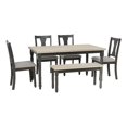 thumbnail image 1 of Linon Willow Wood Six Piece Dining Set with Bench in Smokey White/Dark Gray, 1 of 16