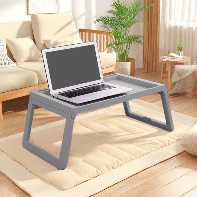 Fwttom Table Pliante en Plastique sur Lit Table d'Ordinateur Pliable Bureau de Rangement