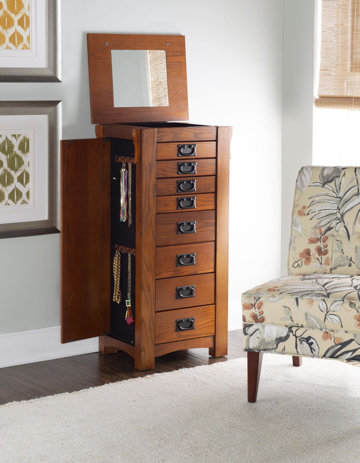 Drea Jewelry Armoire, Oak