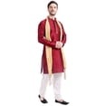 thumbnail image 4 of Indian Wedding Party Wear Men's Kurta Pajama with Scarf (Maroon, XXL), 4 of 6