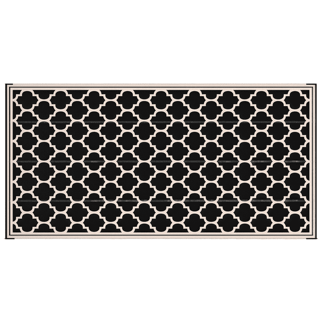Outsunny Reversible Outdoor RV Rug, 9' x 18' Patio Floor Mat, Plastic Straw Rug for Backyard, Deck, Picnic, Beach, Camping, Black and Beige